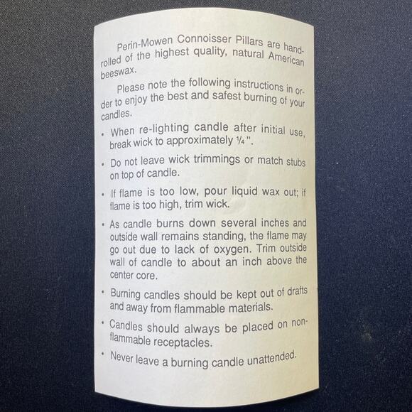 Perin Mowen Nuvo Cream Beeswax Candle Hand Rolled Natural American Beeswax - Picture 3 of 8